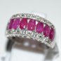 Pure Sterling Silver Solid Ring Studded with Pink Ruby, White Topaz Size 6.5(US)