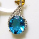 Pure 925 Sterling Solid Silver Pendant studded with Blue Topaz, White Topaz