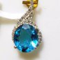 Pure 925 Sterling Solid Silver Pendant studded with Blue Topaz, White Topaz