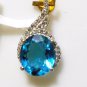 Pure 925 Sterling Solid Silver Pendant studded with Blue Topaz, White Topaz