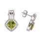 Pure 925 Sterling Silver Solid Earrings studded with Peridot, White Topaz