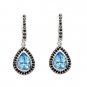 Pure 925 Sterling Silver Solid Earrings studded with Blue Topaz, Black Spinel