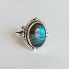 Flashy Blue Labradorite 925 Solid Sterling Silver Handmade Ring Size 3 -14 US