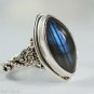Flashy Blue Labradorite 925 Solid Sterling Silver Handmade Ring Size 3 -14 US