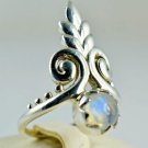 Flashy Blue Rainbow Moonstone 925 Solid Sterling Silver Handmade Ring Size 3-14
