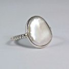 Fresh Water Coin Pearl Pure 92.5 Solid Sterling Silver Handmade Ring Size 3-14