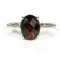 Pure 92.5 Solid Sterling Silver Genuine Garnet Oval Handmade Ring Size 4 to13 US