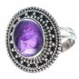Genuine Amethyst Pure 92.5 Solid Sterling Silver Handmade Ring Size 4 to 13 (US)