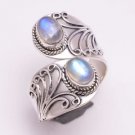 Blue Fire Rainbow Moonstone 925 Solid Sterling Silver Handmade Ring 3 to 14 US