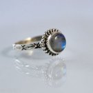 Blue Flashy Rainbow Moonstone 925 Solid Sterling Silver Handmade Ring Size 4-13
