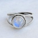 Pure 925 Solid Sterling Silver Genuine Rainbow Moonstone Handmade Ring Size 4-13