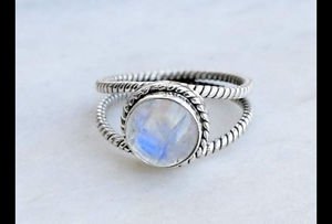 Pure 925 Solid Sterling Silver Genuine Rainbow Moonstone Handmade Ring Size 4-13