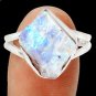 Pure 925 Solid Sterling Silver Genuine Rainbow Moonstone Handmade Ring Size 4-13