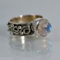 Pure 925 Solid Sterling Silver Genuine Rainbow Moonstone Handmade Ring Size 4-13