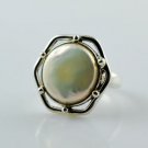 Fresh Water Coin Pearl Pure 92.5 Solid Sterling Silver Handmade Ring Size 4-13