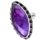 Pure 92.5 Sterling Solid Silver Handmade Ring with Genuine Amethyst Size 4 to 13