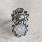 Rainbow Moonstone, Labradorite Pure 92.5 Solid Sterling Silver Ring Size 4-13 US