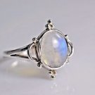 925 Solid Sterling Silver Handmade Blue Fire Rainbow Moonstone Ring Size 3-14 US