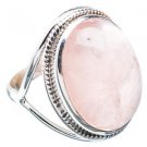 Pure 92.5 Solid Sterling Silver Genuine Rose Quartz Handmade Ring Size 4 -13 US