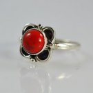 Pure 92.5 Solid Sterling Silver Midi Ring Studded with Coral Size 4 - 13 US