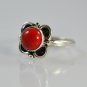 Pure 92.5 Solid Sterling Silver Midi Ring Studded with Coral Size 4 - 13 US