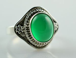 Genuine Green Onyx 925 Solid Sterling Silver Handmade Ring Size 3 to 14 (US)