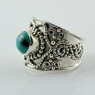 Genuine Tibet Turquoise 925 Solid Sterling Silver Handmade Ring Size 3-14 (US)