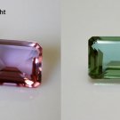"Exclusive" 100% Color Change Lab created Pink Alexandrite Emerald Cut 11x9 mm