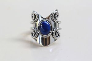 Pure 92.5 Solid Sterling Silver Genuine Lapis Lazuli Handmade Ring Size 4 -13 US