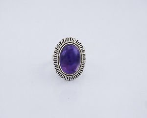 Pure 92.5 Sterling Silver Solid Ring Studded with Amethyst Custom Size 4 -13(US)