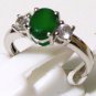 Genuine Green Onyx, White Topaz Pure 92.5 Solid Sterling Silver Ring US size 7.0
