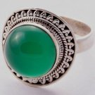 Pure 92.5 Solid Sterling Silver Genuine Green Onyx Handmade Ring Size 4 -13 (US)
