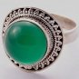 Pure 92.5 Solid Sterling Silver Genuine Green Onyx Handmade Ring Size 4 -13 (US)