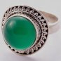 Pure 92.5 Solid Sterling Silver Genuine Green Onyx Handmade Ring Size 4 -13 (US)