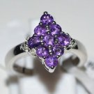Genuine Amethyst, White Topaz Pure 92.5 Solid Sterling Silver Ring Size 6 (US)