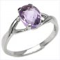 Genuine Amethyst, White Topaz Pure 92.5 Solid Sterling Silver Ring Size 6 (US)