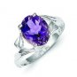 Genuine Amethyst, White Topaz Pure 92.5 Solid Sterling Silver Ring Size 6 (US)
