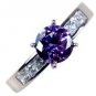 Genuine Amethyst, White Topaz Pure 92.5 Solid Sterling Silver Ring Size 6 (US)