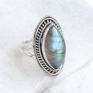 Pure 925 Solid Sterling Silver Genuine Labradorite Handmade Ring Size 4 to 13 US