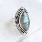 Pure 925 Solid Sterling Silver Genuine Labradorite Handmade Ring Size 4 to 13 US