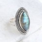 Pure 925 Solid Sterling Silver Genuine Labradorite Handmade Ring Size 4 to 13 US