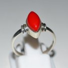 925 Solid Sterling Silver Classic Ring Studded with Coral Size 4 to 13 (US)