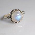 Pure 92.5 Solid Sterling Silver Rainbow Moonstone Handmade Ring Sizes 4 to 13 US