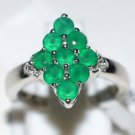 Pure 925 Solid Sterling Silver Genuine Green Onyx, White Topaz Ring Size 6.0 US