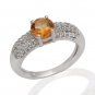 Genuine Citrine, White Topaz Pure 92.5 Solid Sterling Silver Ring Size 7.0 (US)