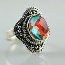 Rainbow Mystic Quartz 925 Solid Sterling Silver Handmade Ring Size 4 to 13 US