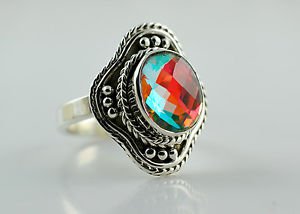 Rainbow Mystic Quartz 925 Solid Sterling Silver Handmade Ring Size 4 to 13 US
