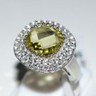 Genuine Lemon Quartz, White Topaz Pure 92.5 Solid Sterling Silver Ring Size 6 US