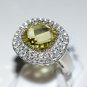 Genuine Lemon Quartz, White Topaz Pure 92.5 Solid Sterling Silver Ring Size 6 US