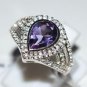 Genuine Lemon Quartz, White Topaz Pure 92.5 Solid Sterling Silver Ring Size 6 US
